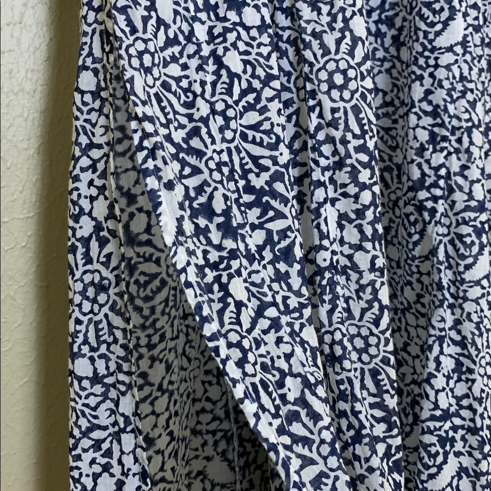 Roller Rabbit Navy‎ Damask Print Long Sleeve Maxi Dress Cover-Up Boho Size M - Picture 4 of 7